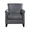 Classic Traditional Accent Chair 1pc Solid Wood frame Burnish Gray Top-Grain Leather Nailhead Trim Living Room Furniture