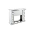 Wood And Glass Electric Fireplace With Touch Panel or Remote Controller, Silver