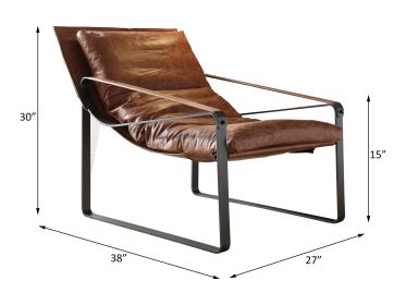 ACME Quoba Accent Chair in Cocoa Top Grain Leather 96674