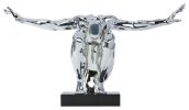 Saluting Man Resin Sculpture, Large, Chrome, Large - Size 19" x 37" x 14"