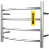 VEVOR Heated Towel Rack, 4 Bars Curved Design, Polishing Brushed Stainless Steel Electric Towel Warmer with Built-in Timer, Wall-Mounted for Bathroom,
