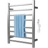 VEVOR Heated Towel Rack, 8 Bars Design, Polishing Brushed Stainless Steel Electric Towel Warmer with Built-in Timer, Wall-Mounted for Bathroom, Plug-i