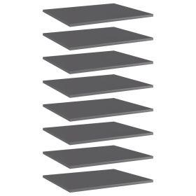 Bookshelf Boards 8 pcs High Gloss Gray 23.6"x19.7"x0.6" Engineered Wood