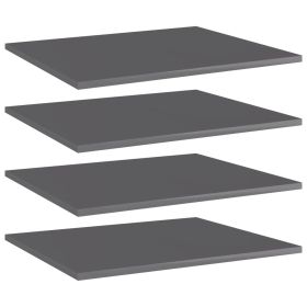 Bookshelf Boards 4 pcs High Gloss Gray 23.6"x19.7"x0.6" Engineered Wood