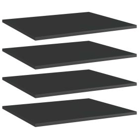 Bookshelf Boards 4 pcs High Gloss Black 23.6"x19.7"x0.6" Engineered Wood