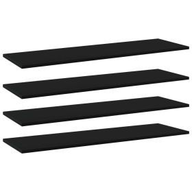 Bookshelf Boards 4 pcs Black 39.4"x11.8"x0.6" Engineered Wood