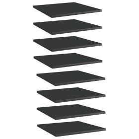 Bookshelf Boards 8 pcs High Gloss Black 15.7"x15.7"x0.6" Engineered Wood