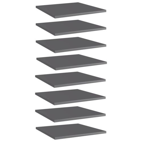 Bookshelf Boards 8 pcs High Gloss Gray 15.7"x15.7"x0.6" Engineered Wood