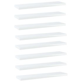 Bookshelf Boards 8 pcs High Gloss White 15.7"x3.9"x0.6" Engineered Wood