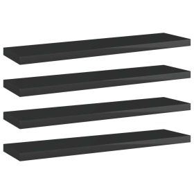 Bookshelf Boards 4 pcs High Gloss Black 15.7"x3.9"x0.6" Engineered Wood