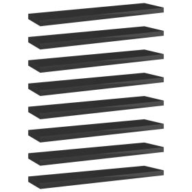 Bookshelf Boards 8 pcs High Gloss Black 15.7"x3.9"x0.6" Engineered Wood