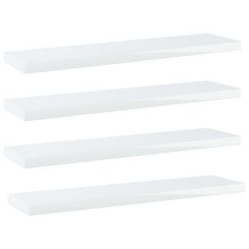 Bookshelf Boards 4 pcs High Gloss White 15.7"x3.9"x0.6" Engineered Wood