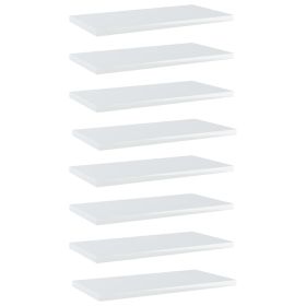 Bookshelf Boards 8 pcs High Gloss White 15.7"x7.9"x0.6" Engineered Wood