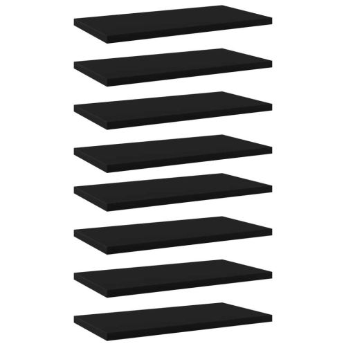 Bookshelf Boards 8 pcs Black 15.7"x7.9"x0.6" Engineered Wood