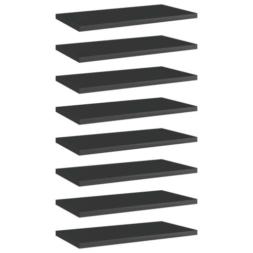 Bookshelf Boards 8 pcs High Gloss Black 15.7"x7.9"x0.6" Engineered Wood