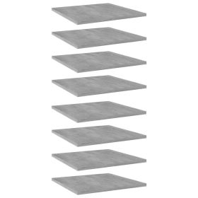 Bookshelf Boards 8 pcs Concrete Gray 15.7"x15.7"x0.6" Engineered Wood