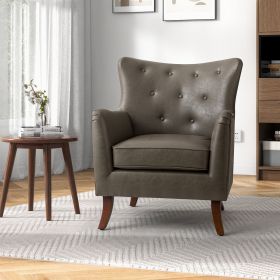 Adam Vegan Leather Armchair-GREY