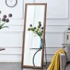 Third generation, solid wood frame full body mirror with deep wood grain color, large floor standing mirror, dressing mirror, decorative mirror, suita