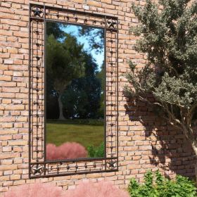 Garden Wall Mirror Rectangular 23.6"x43.3" Black