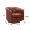 Tessa Caramel Top Grain Leather Wood Base Swivel Chair