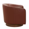 Tessa Caramel Top Grain Leather Wood Base Swivel Chair