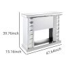 Wood And Glass Electric Fireplace With Touch Panel or Remote Controller, Silver