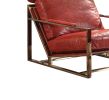 Metal Frame Leather Upholstered Accent Chair in Red
