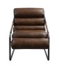 ACME Dolgren Accent Chair in Sahara Top Grain Leather & Matt Iron Finish 59948