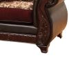 48 Inch Modern Accent Chair, Jacquard, Vegan Faux Leather, Burgundy, Brown