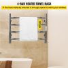 VEVOR Heated Towel Rack, 4 Bars Curved Design, Mirror Polished Stainless Steel Electric Towel Warmer with Built-in Timer, Wall-Mounted for Bathroom, P