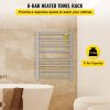 VEVOR Heated Towel Rack, 8-Bar Towel Warmer Rack, Wall Mounted Electric Towel Warmer, Electric Towel Drying Rack with Timer, Polished Stainless Steel