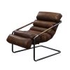 ACME Dolgren Accent Chair in Sahara Top Grain Leather & Matt Iron Finish 59948