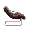 ACME Dolgren Accent Chair in Sahara Top Grain Leather & Matt Iron Finish 59948