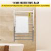 VEVOR Heated Towel Rack, 10 Bars Design, Mirror Polished Stainless Steel Electric Towel Warmer with Built-in Timer, Wall-Mounted for Bathroom, Plug-in