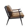 ACME Anzan Accent Chair in Berham Chestnut Top Grain Leather & Matt Iron Finish 59949