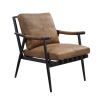ACME Anzan Accent Chair in Berham Chestnut Top Grain Leather & Matt Iron Finish 59949
