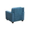 Blue Linen Living Room Sofa Set