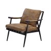 ACME Anzan Accent Chair in Berham Chestnut Top Grain Leather & Matt Iron Finish 59949