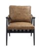 ACME Anzan Accent Chair in Berham Chestnut Top Grain Leather & Matt Iron Finish 59949