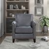 Classic Traditional Accent Chair 1pc Solid Wood frame Burnish Gray Top-Grain Leather Nailhead Trim Living Room Furniture