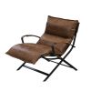 ACME Zulgaz Accent Chair in Cocoa Top Grain Leather & Matt Iron Finish 59951