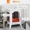 HOMCOM 23" Electric Fireplace Heater, Fire Place Stove with Realistic LED Flames and Logs and Overheating Protection, 750W/1500W, White