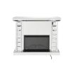 Wood And Glass Electric Fireplace With Touch Panel or Remote Controller, Silver