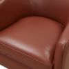 Tessa Caramel Top Grain Leather Wood Base Swivel Chair