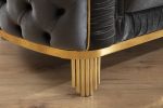 Vanessa Chair Livingroom Set in Grey and Gold with Fabric button-tufted velvet upholstery Finish
