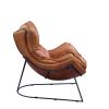 ACME Thurshan Accent Chair in Aperol Top Grain Leather & Black Finish 59945