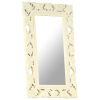 Hand Carved Mirror White 31.5"x19.7" Solid Mango Wood