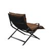 ACME Zulgaz Accent Chair in Cocoa Top Grain Leather & Matt Iron Finish 59951