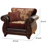 48 Inch Modern Accent Chair, Jacquard, Vegan Faux Leather, Burgundy, Brown