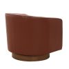 Tessa Caramel Top Grain Leather Wood Base Swivel Chair